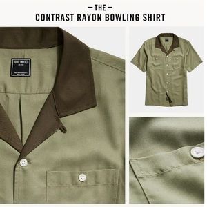 Todd Snyder contrast Rayon bowling shirt